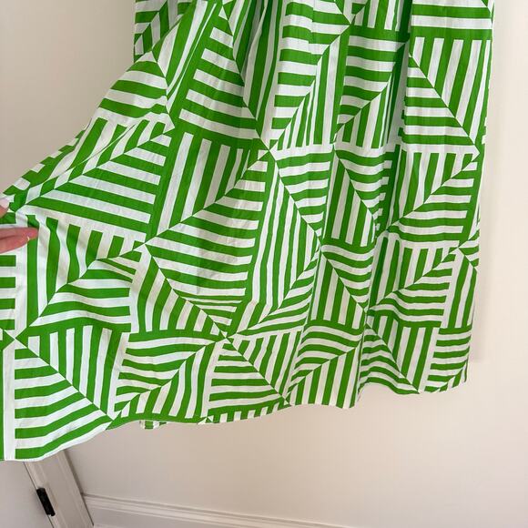S/W/F Strapless Sweetheart Geometric Printed Cotton Maxi Dress Green L - Picture 6 of 9